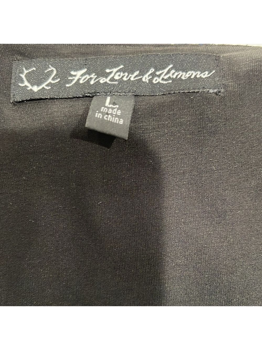 For Love & Lemons Lace Open Front Kimono Cardigan Top SZ L Black Blue - Picture 5 of 5
